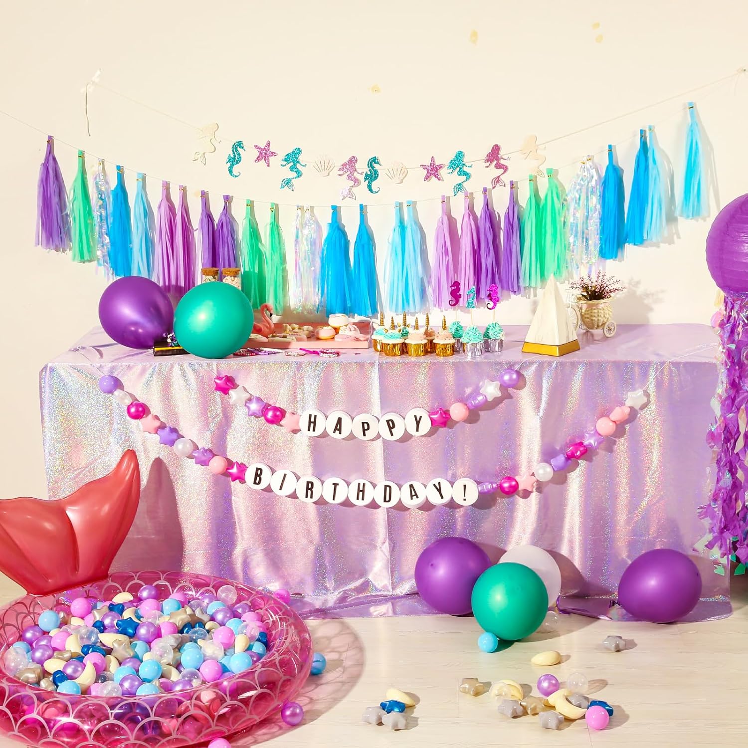 GOGOSO Ball Pit Balls Stars Moon Shapes Plastic Pitballs for Toddler Play Tent Baby Photo Props Kids Pool Water Toys Kiddie Pool Party Decor,Blue Purple,100pcs