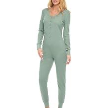 Alexander Del Rossa Womens Button Up Soft Ribbed Waffle Rib Knit Pajamas, Onesie, Jumpsuit, Romper for Adult