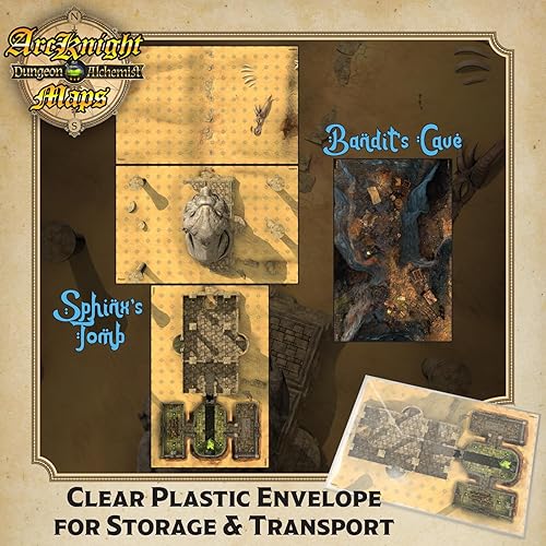 Miniatura 19 de Arcknight The Winding Caverns - Mapas de batalla para juegos de rol; 16 mapas modulares RPG en 8 páginas de doble cara, cuadrícula cuadrada de 1