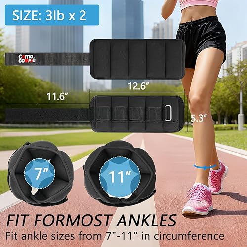 Miniatura 4 de Pesas ajustables para tobillo, 2, 3, 5 libras, 1 par de pesas de entrenamiento de fuerza, muñeca, pierna, brazo para mujeres, niños y hombres, juego