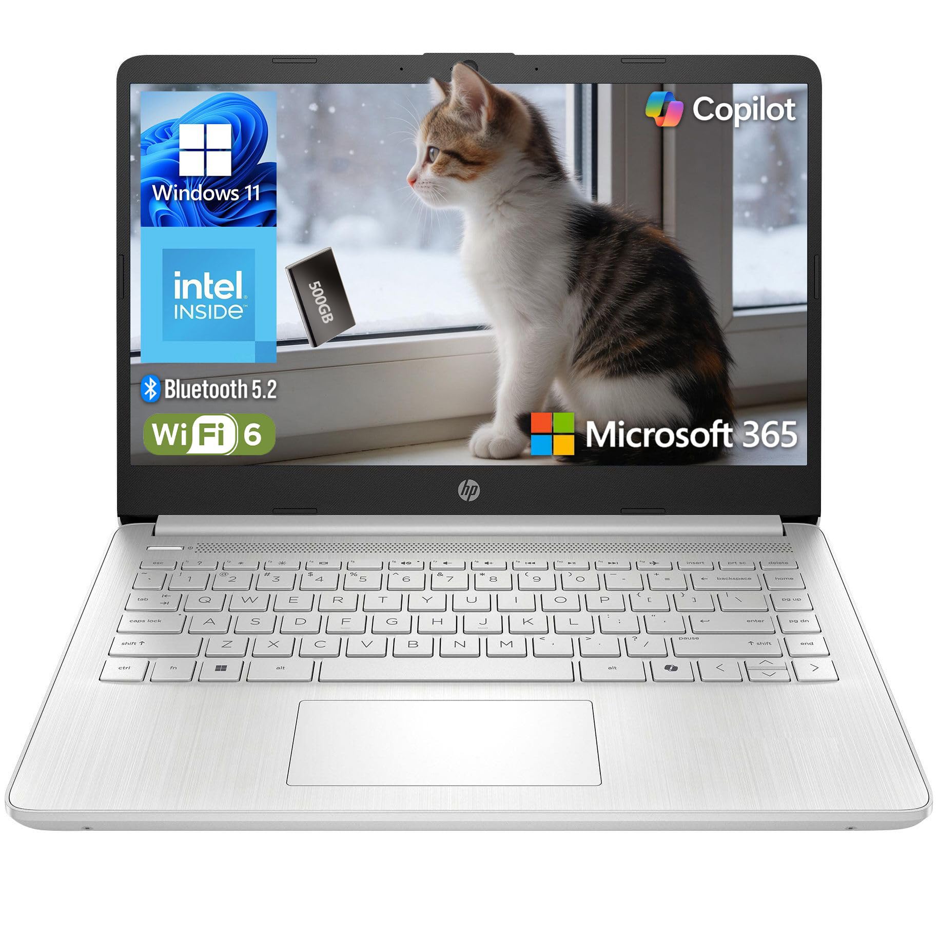 HP Essential Laptop 2026, Intel CPU, 128GB Storage, Office 365, Copilot AI