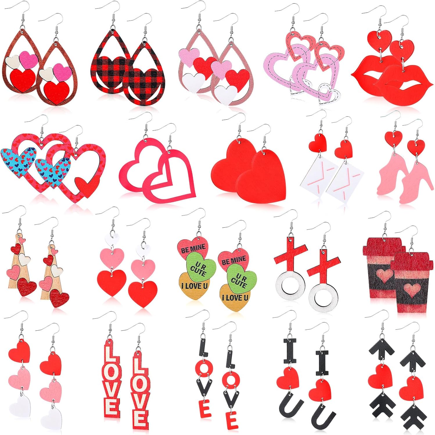 Misdary 20 Pairs Valentine's Day Earrings for Women Bulk