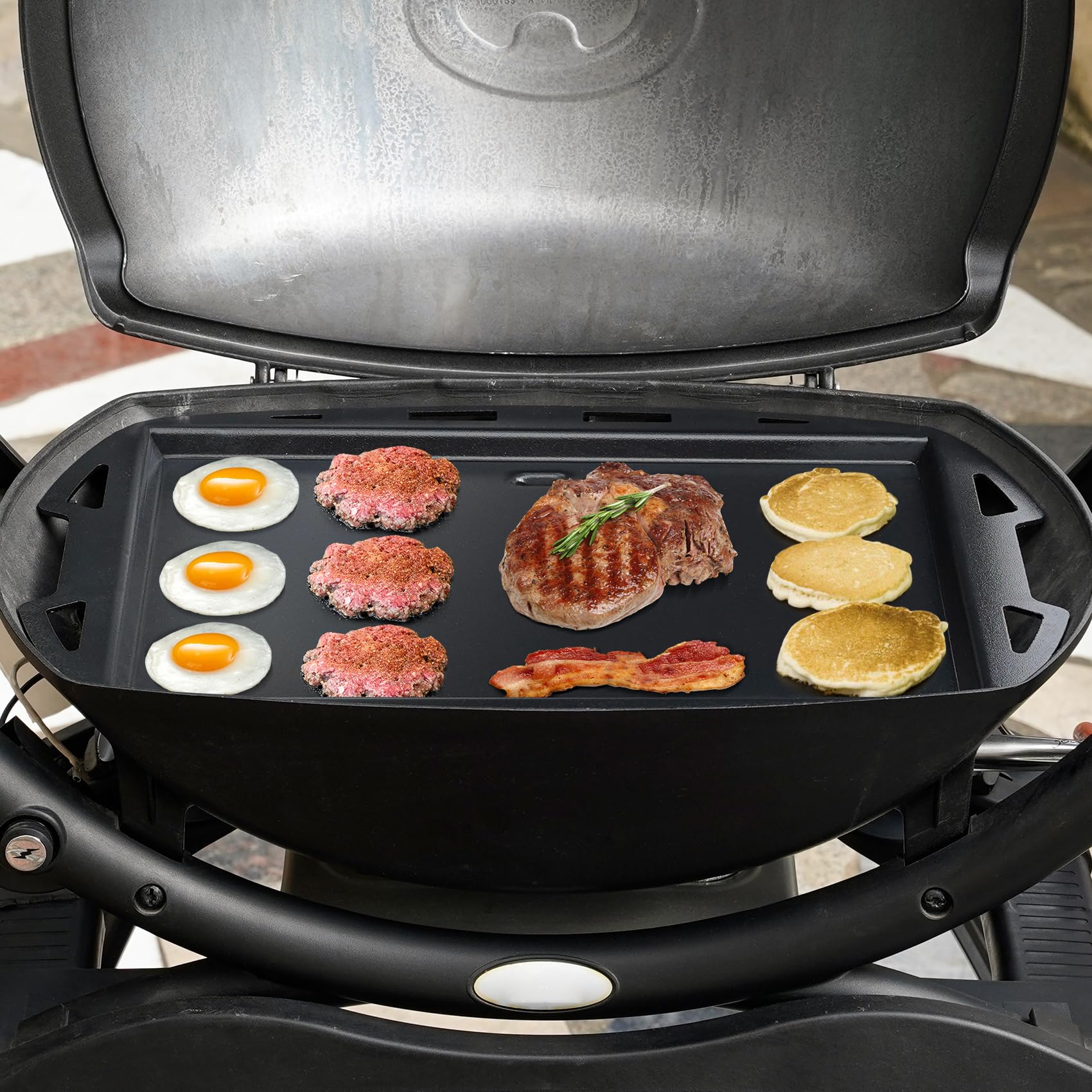 onlyfire Plancha Pleine Taille en Acier avec Revêtement Céramique pour Weber Q200, Q220, Q2000, Q2200 - Plaque de Cuisson Intégrale pour Barbecue à Gaz - Non Compatible avec Q240, Q2400 et Séries N