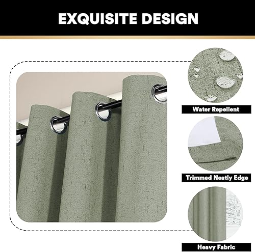 Miniatura 192 de PrinceDeco Cortinas opacas 100% para dormitorio, cortina de lino para puerta corrediza de cristal, cortinas opacas extra anchas con ojales Arena