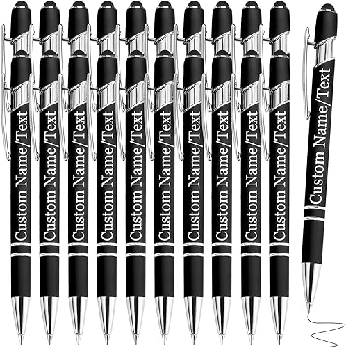 Miniatura 42 de Bolígrafos personalizados con nombre, paquete de 10 bolígrafos personalizados de oro rosa, bolígrafo de tinta negra grabada a granel con puntas