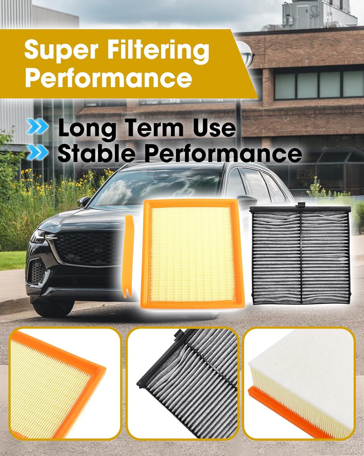 Engine And Cabin Air Filter Replace KR9P61J6X PXFV133A0 Fit for CX-90 L4-2.5L/L6-3.3L 2024 2025 CX-70 L4-2.5L/L6-3.3L 2025, With Activated Carbon