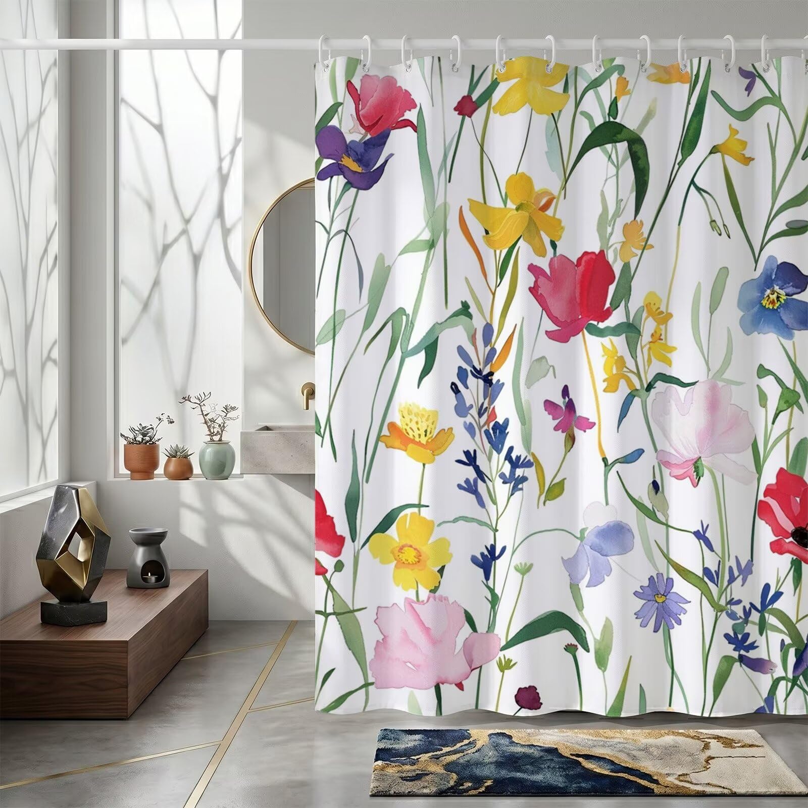 Rideau de douche 160x200cm anti-éclaboussures en polyester lavable ZO-818