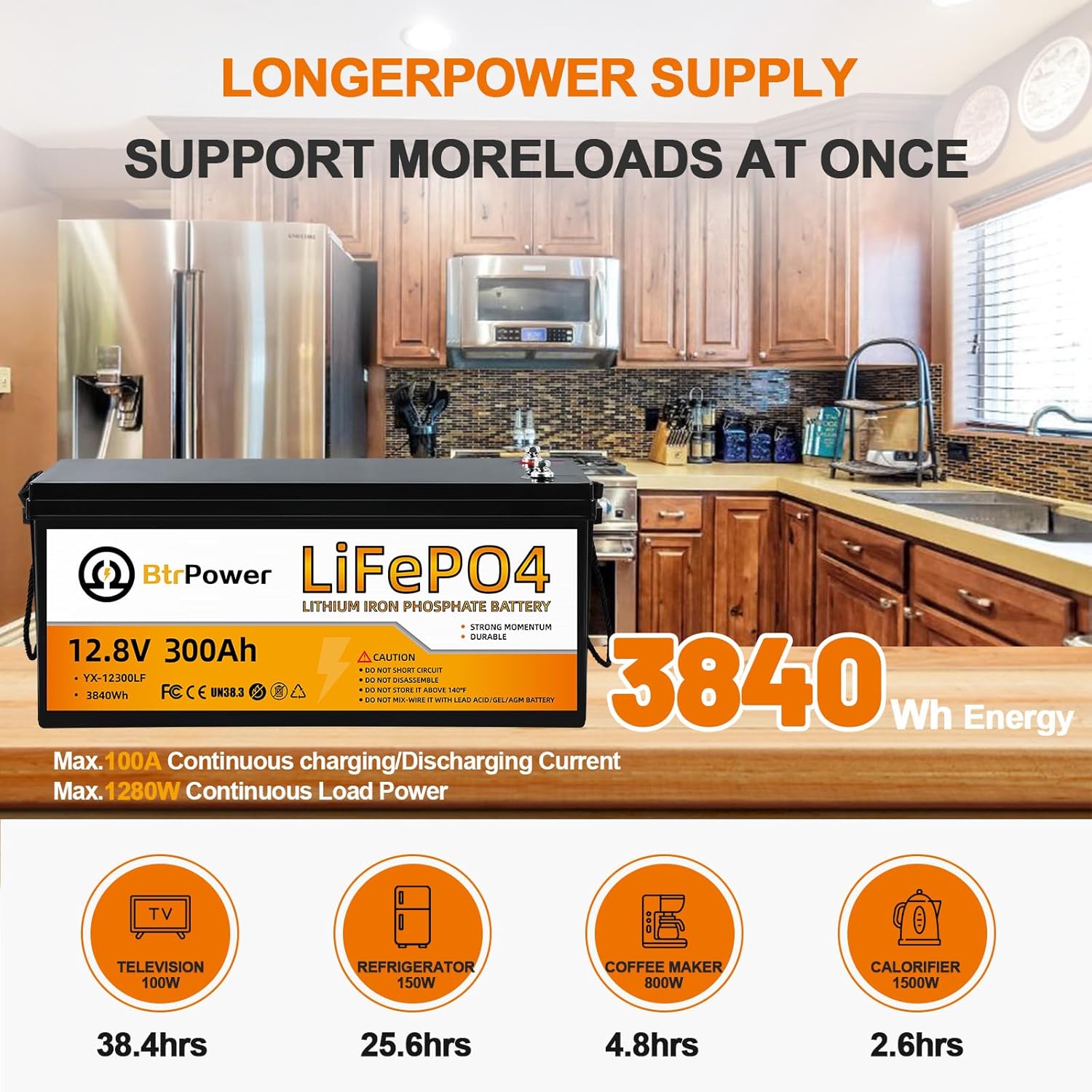 12V 300Ah Lithium LiFePO4 Battery Deep Cycle Battery,200A BMS,Up to 15000 Cycles,Perfect for RV, Home Storage,Marine,Solar Power System and Outdoor Camping.