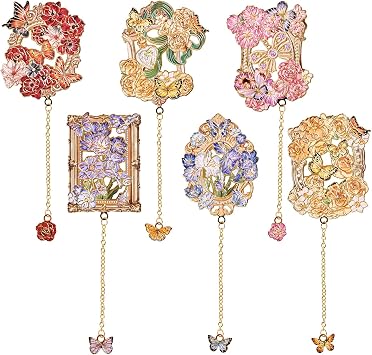 6 Pieces Metal Bookmark, Hollow Flower Book Mark for Book Lovers, Vintage Bookmarks for Reading Women, Men, Teacher, Students