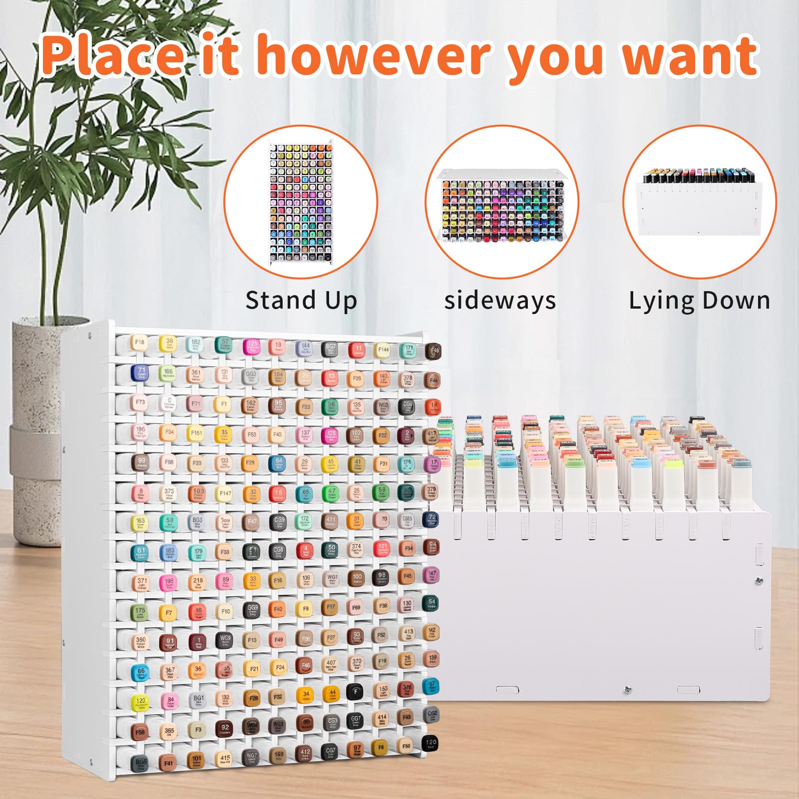 Organiseur De Bureau En Bambou Pour 224 Marqueurs Ohuhu - 32 Compartiments, Pour Stylos, Crayons, Papeterie