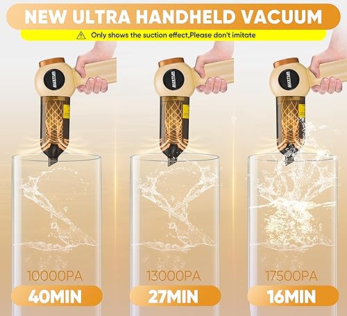 Miniatura 2 de Aspiradora de mano inalámbrica  18000 PA fuerte succión recargable, 3 velocidades ajustable portátil mini removedor de polvo para pelo de mascotas,