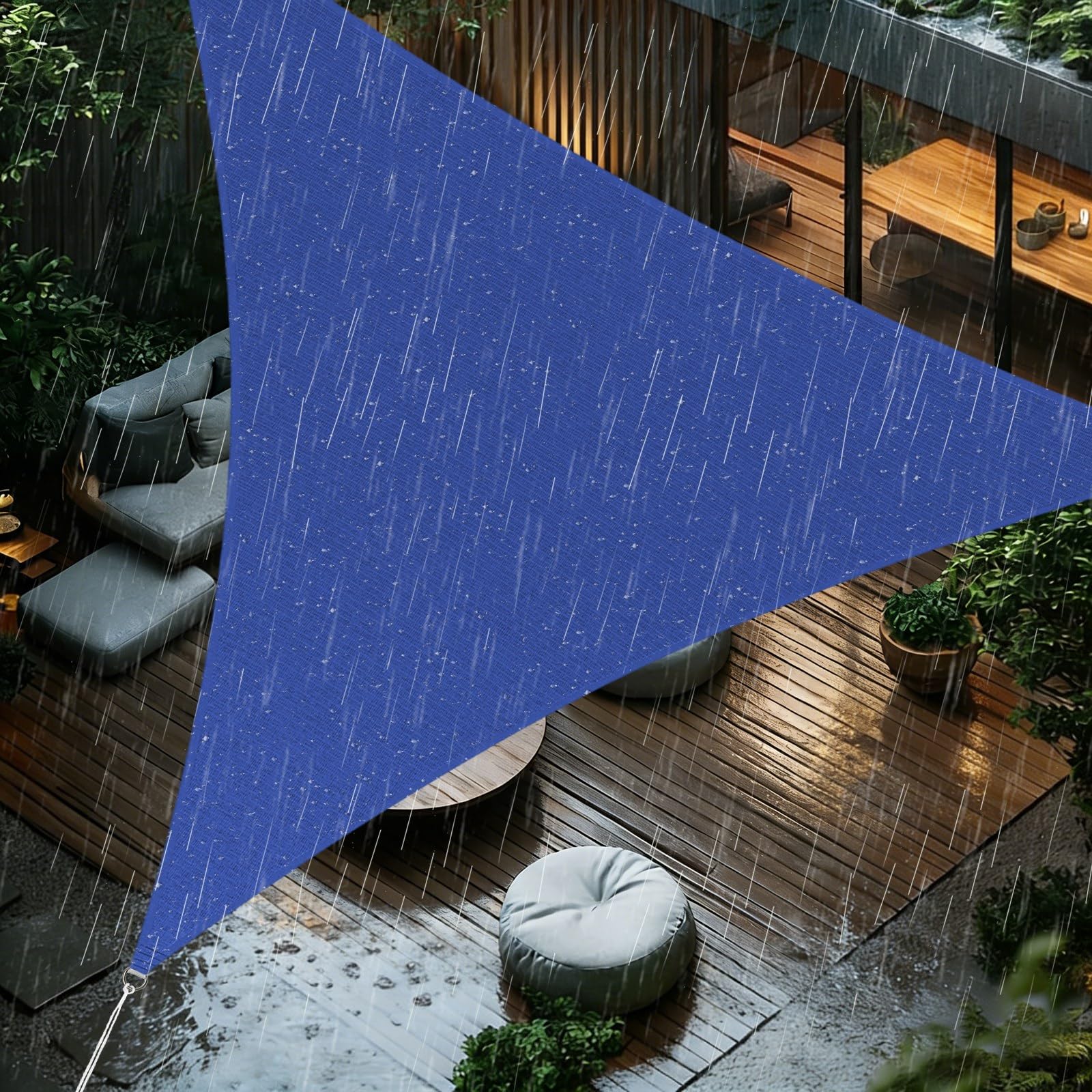 Sun Shade Sail 5x5x5m Triangle Waterproof PES Polyester 98% UV Block Sunscreen Awning Canopy for Outdoor Garden Patio Yard Lawn Party, Royal Blue — image 1