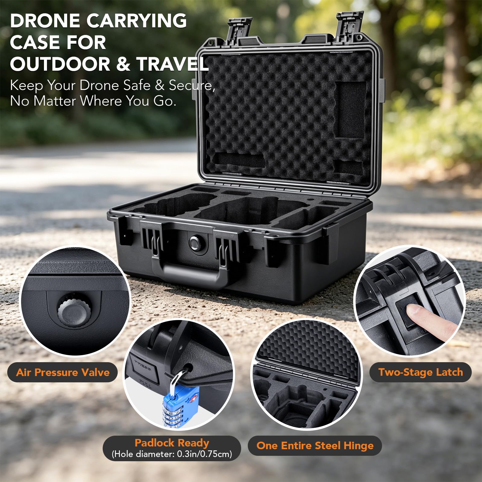 Lykus Titan LT110 Étui Étanche pour DJI Lito 1/X1 et RC2/RC-N3 | VALISE UNIQUEMENT,Compatible Fly More Combo,Jusqu'à 7 Batteries,Sangle RC,IP67 Étanche,Bandoulière Incluse