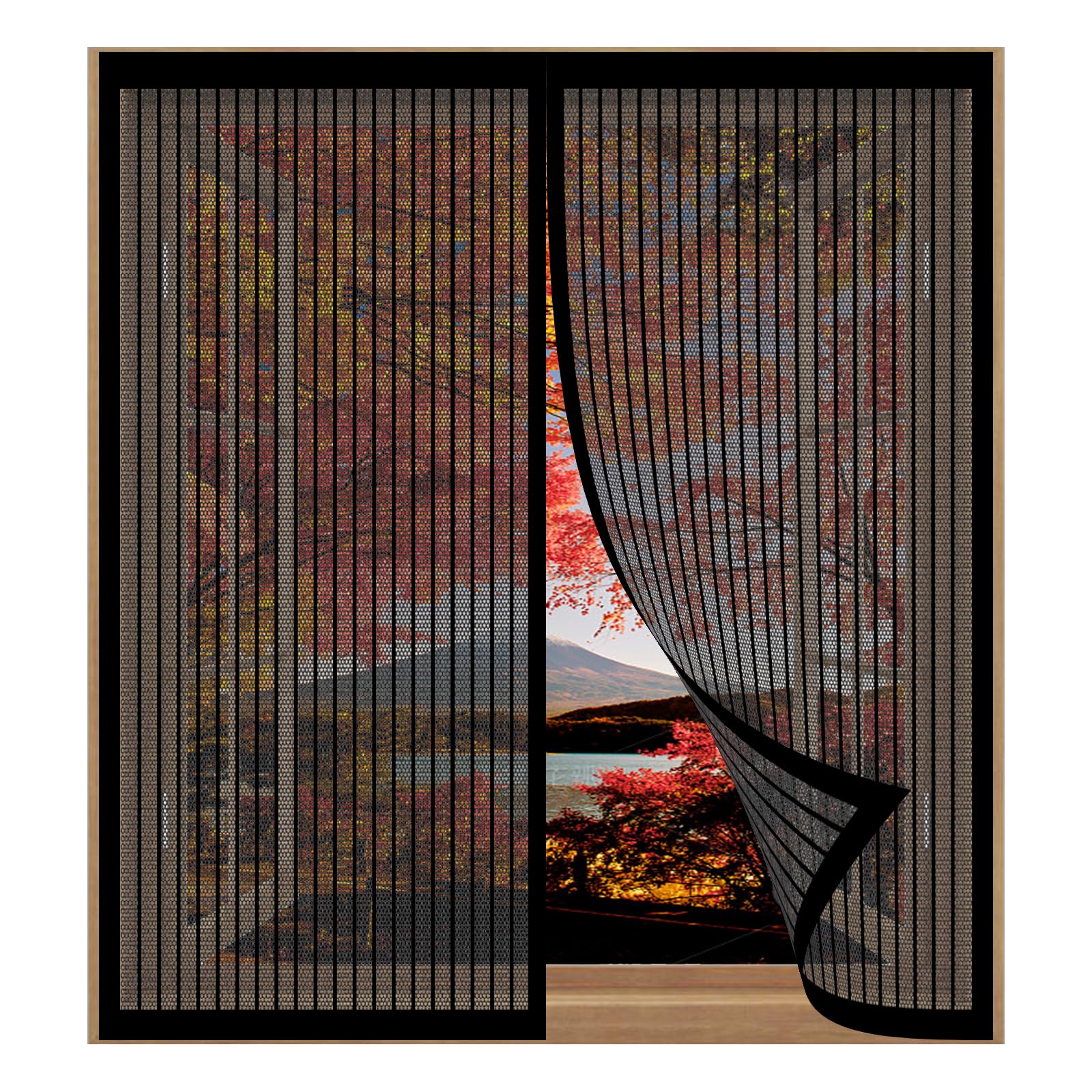 Fly Screens for Window 115 x 93 cm Easy Installation No Drilling Or Screwing Self Sealing Cat Screen Door for Windows Nets to Keep Bugs Out, Black