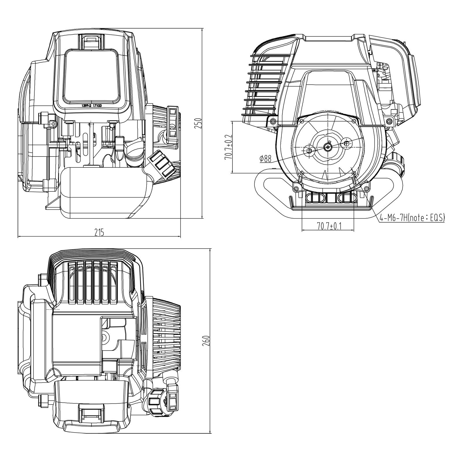 LIFAN 139F-2 Benzinmotor mit Seilzug und 1,2PS für Kettensägen, Laubbläser, Rasentrimmer & Erdbohrer