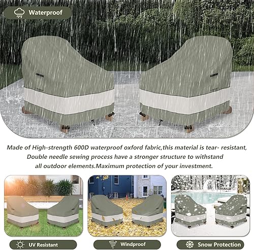 Vista 50 de Paquete de 2 fundas giratorias para sillas de salón al aire libre, impermeables, 100% fundas para sillas de patio al aire libre, 33 pulgadas