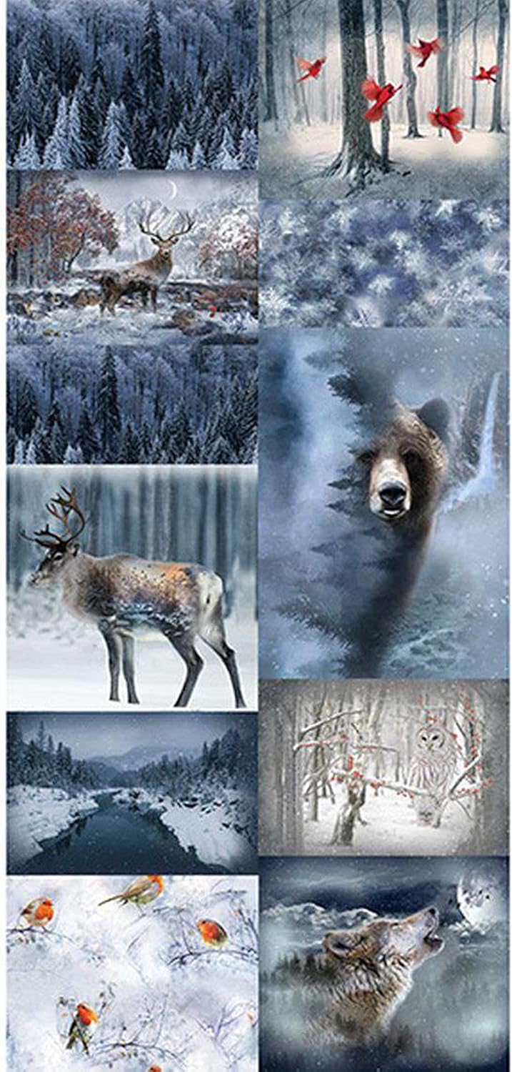 Hoffman Call of The Wild U5014 113 Frost Wildlife Collage 90 Digital Panel