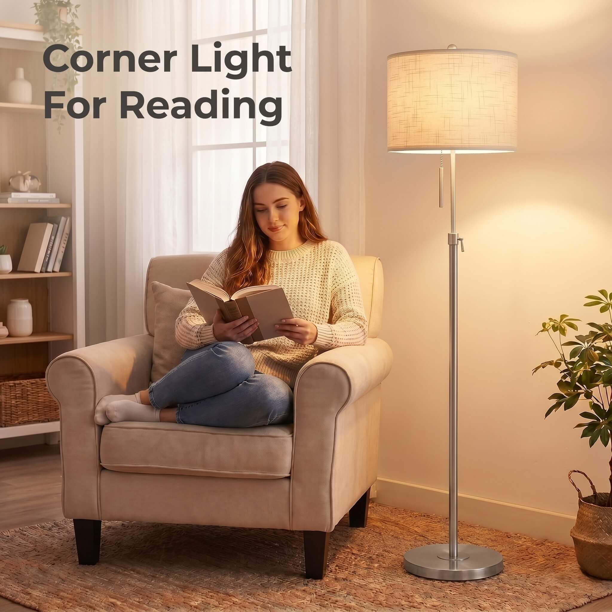 Best Silver Floor Lamp Picks for 2026 1 Qingmiao Brushed Nickel Floor Lamps for Living Room, 55'-67' Height Adjustable M — product photo