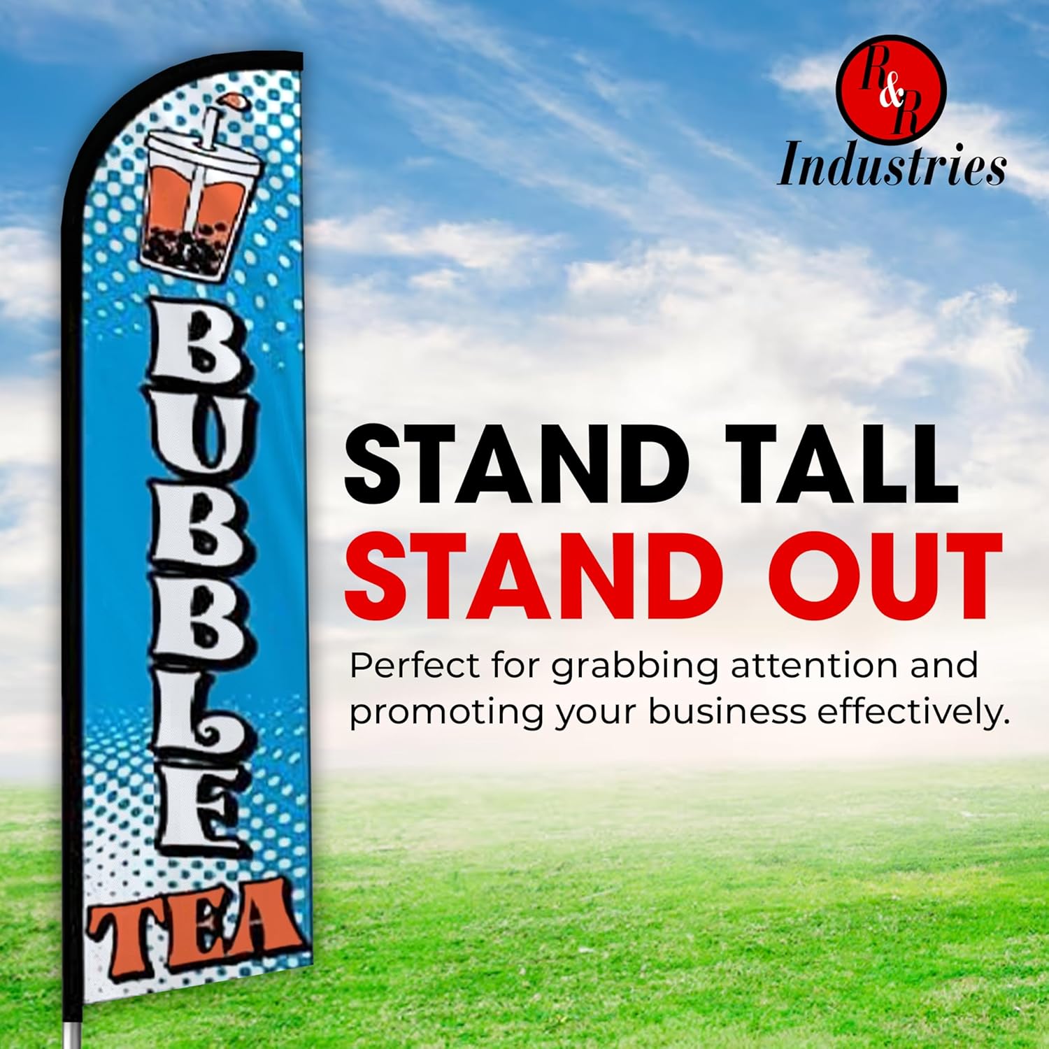 Bubble Tea Windless Flag Sign With Complete Hybrid Pole set