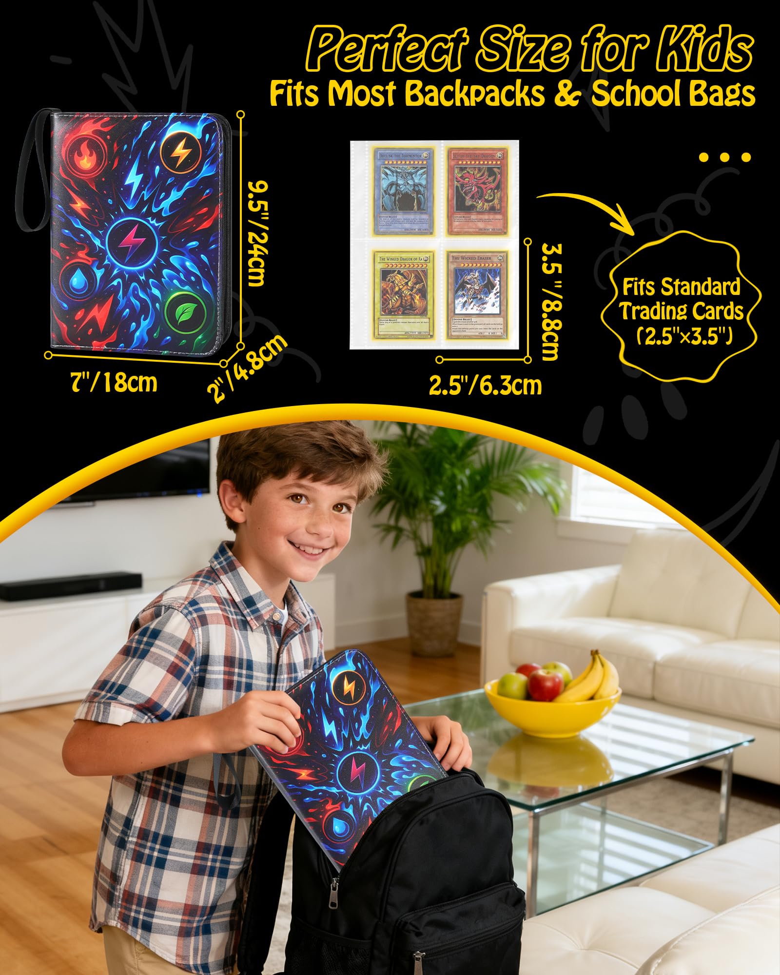 Carpeta profesional para tarjetas coleccionables – Capacidad de 400 tarjetas, álbum duradero de 3 anillos con fundas protectoras transparentes para coleccionables de TCG y deportes