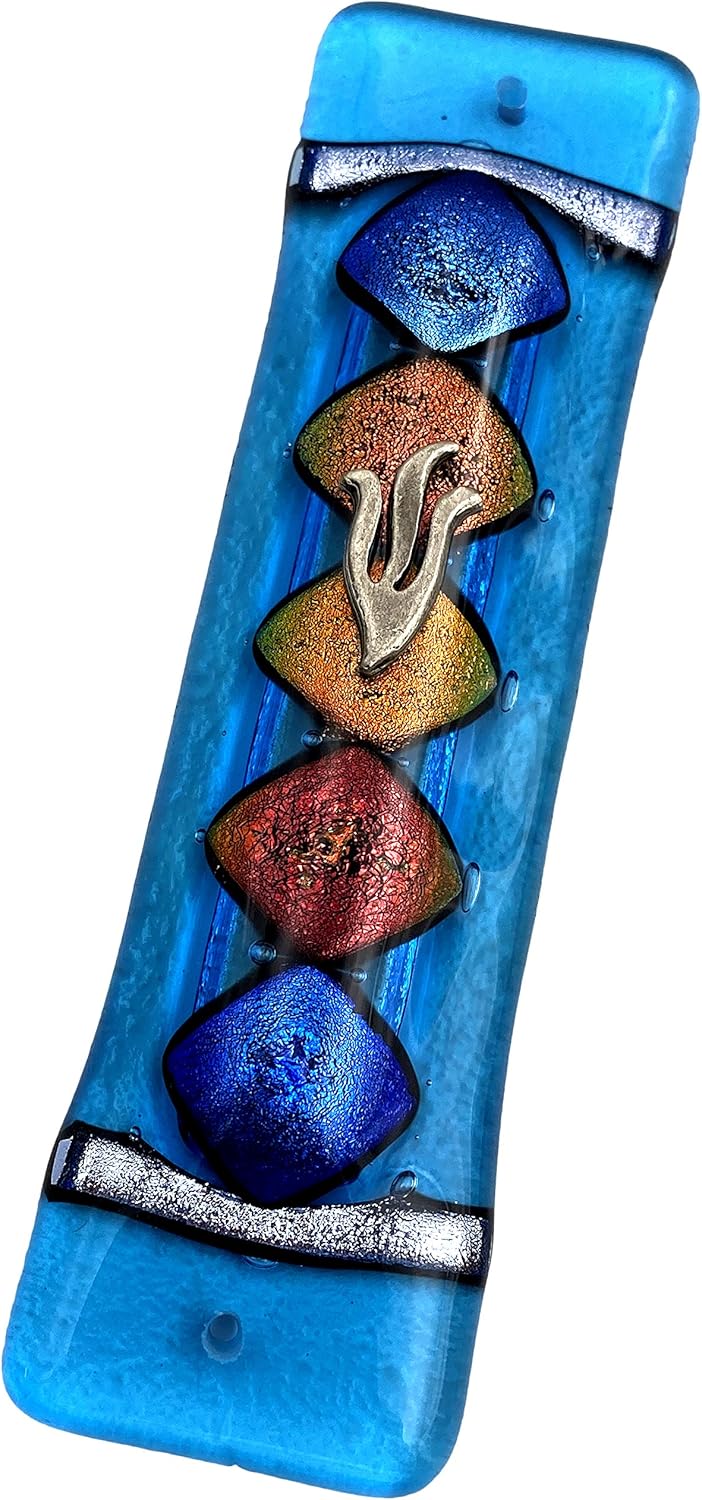 Five Diamonds Mezuzah - Art Glass Gift Box and Non-Kosher Scroll Included Hand Made in The USA