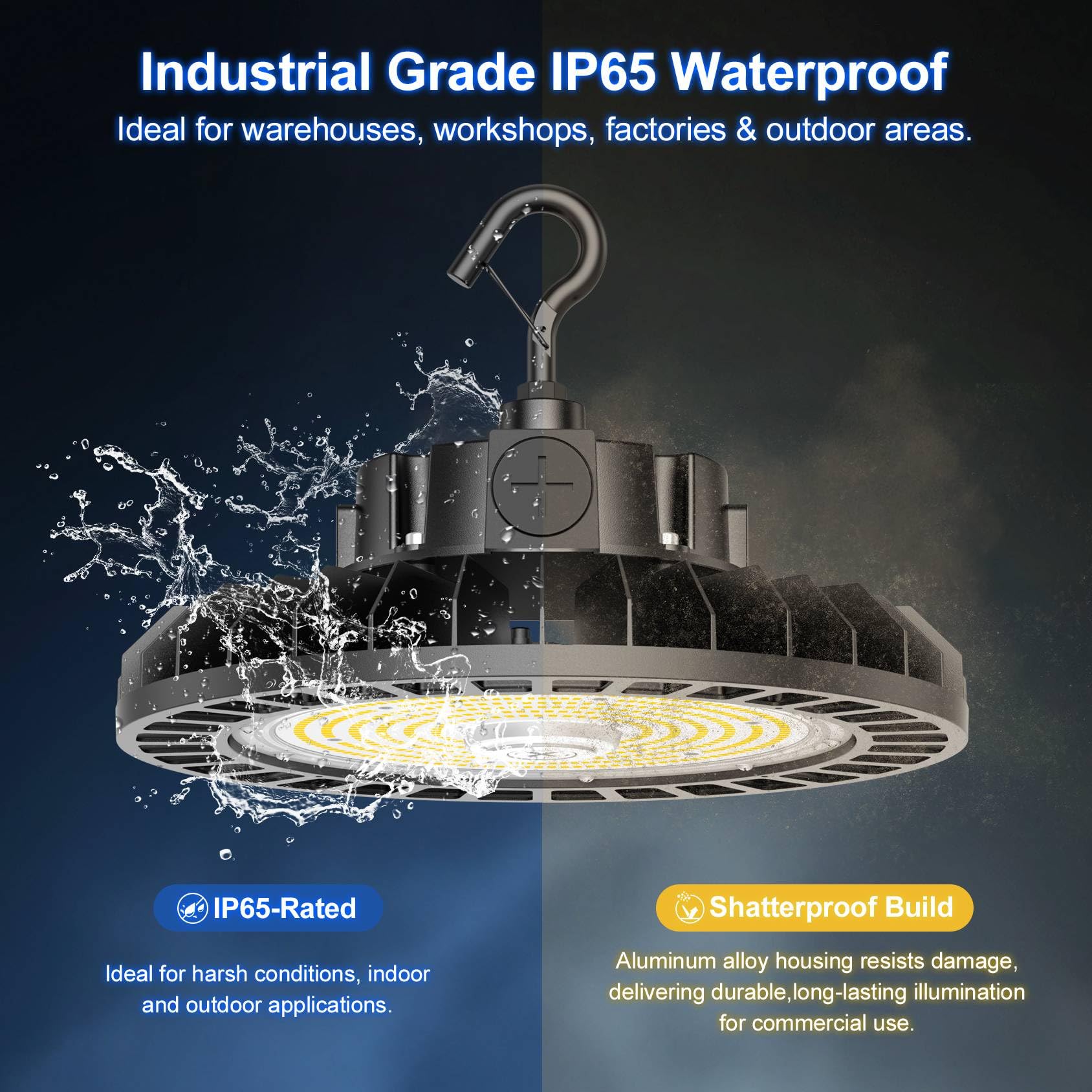 9 Pack LED High Bay Light 240W - 5ft Cable Adjustable CCT 4500K 5000K 5700K Power 240W 200W — view 7