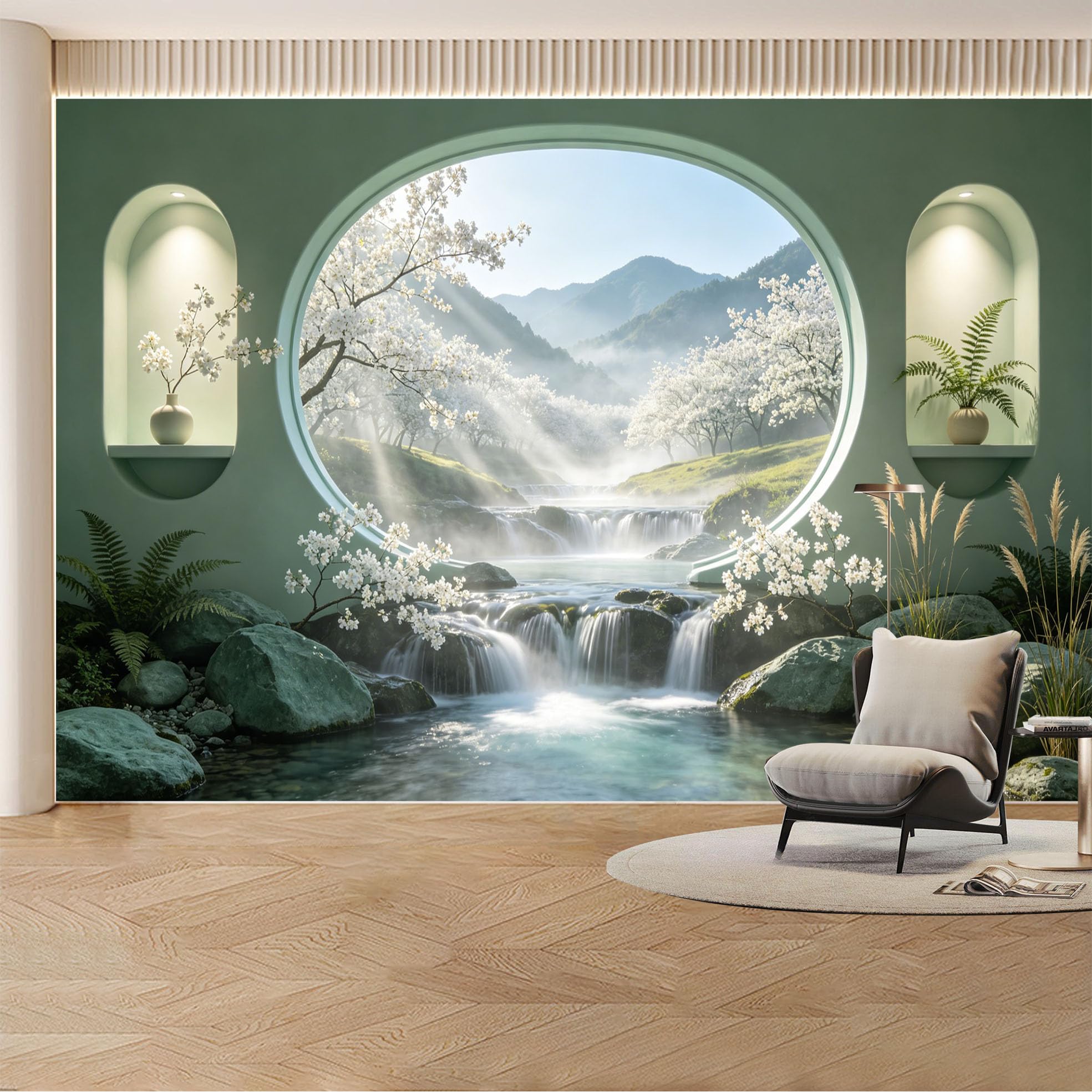 Custom Wall Mural Wallpaper Vineyard Tuscany Landscape 3D Effect Wall Decor Luxury Sunset Misty Removable SelfAdhesive Large Photo for Living Room， Bedroom， Office