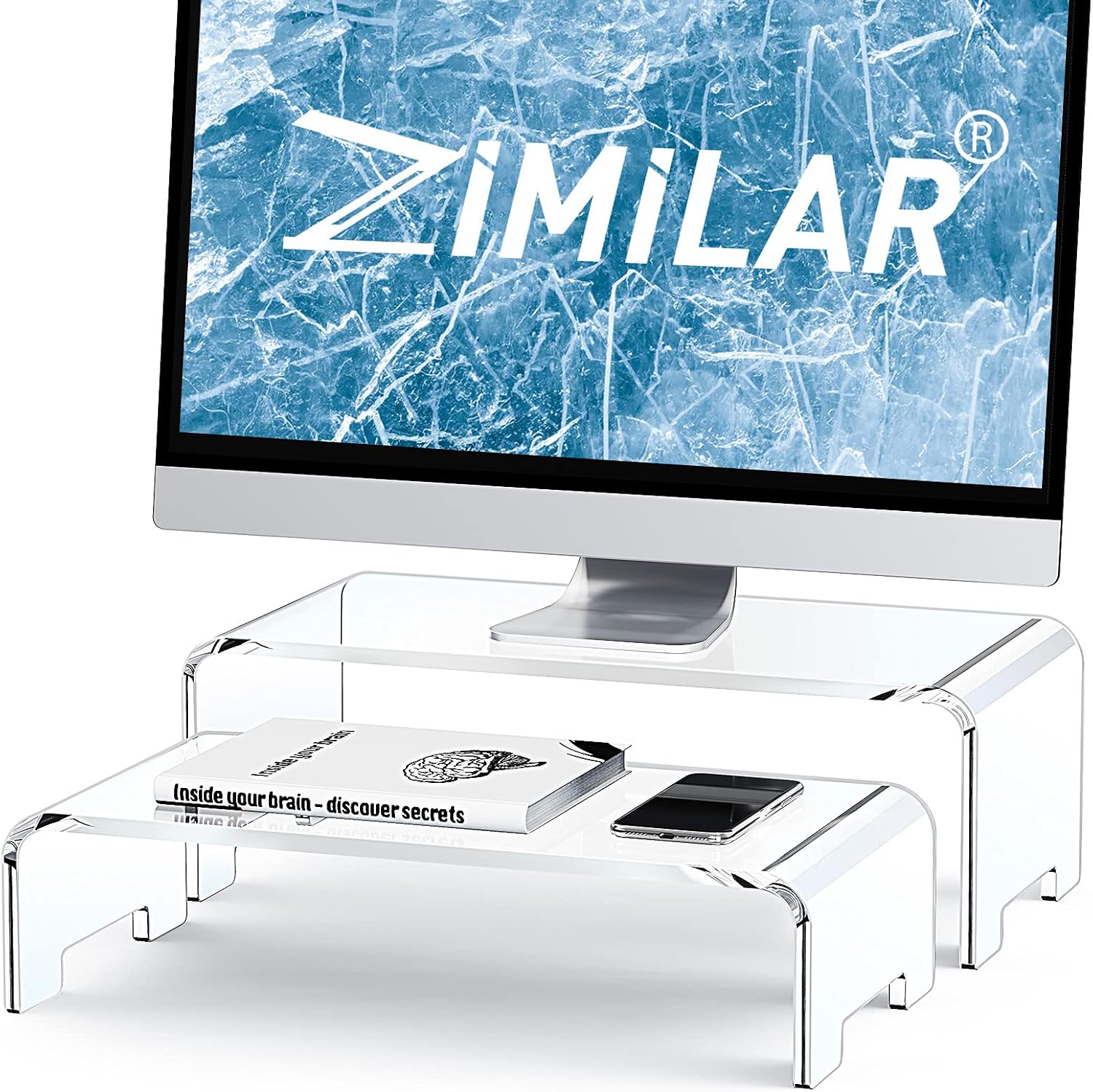 Riser per monitor in acrilico trasparente per ufficio a casa