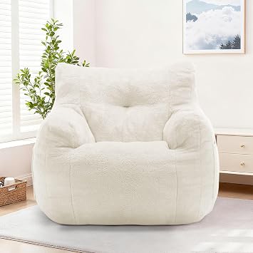 Korser Bean Bag Chair for Adults and Kids, Small Comfy Beanbag Lounge Floor Sofa Reading Chair with Armrests, Mini Cloud Sofa for Living Room, Bedroom and Game Rooms, Plush Chair with Memory Foam