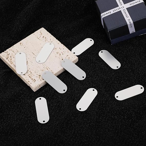 Mozeat Lens Aluminum Engraving Blanks - 25 Silver Metal Stamping Blanks