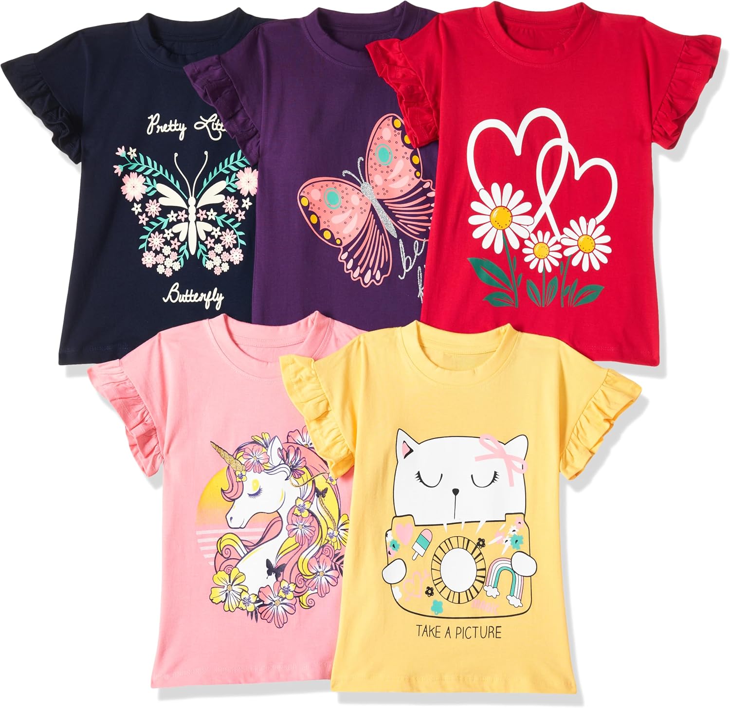 T2F Girls GLS-TSRT-25 T-Shirt (pack of 5)