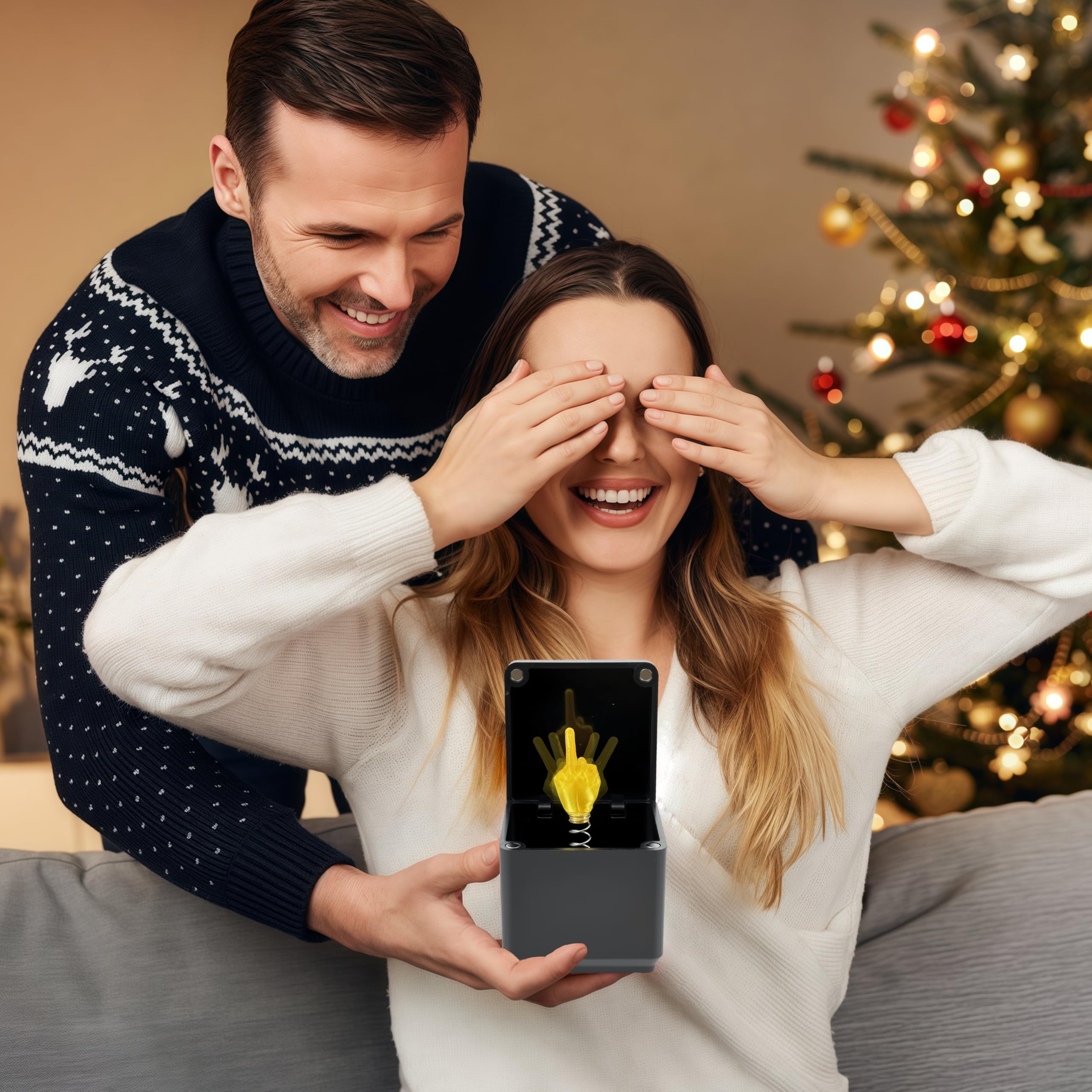 White Elephant Gifts for Adults - Gag Gifts Funny Middle Finger in A Box, Surprise Prank Pop Up Box Stocking Stuffers for Men Him Her White Elephant Gifts