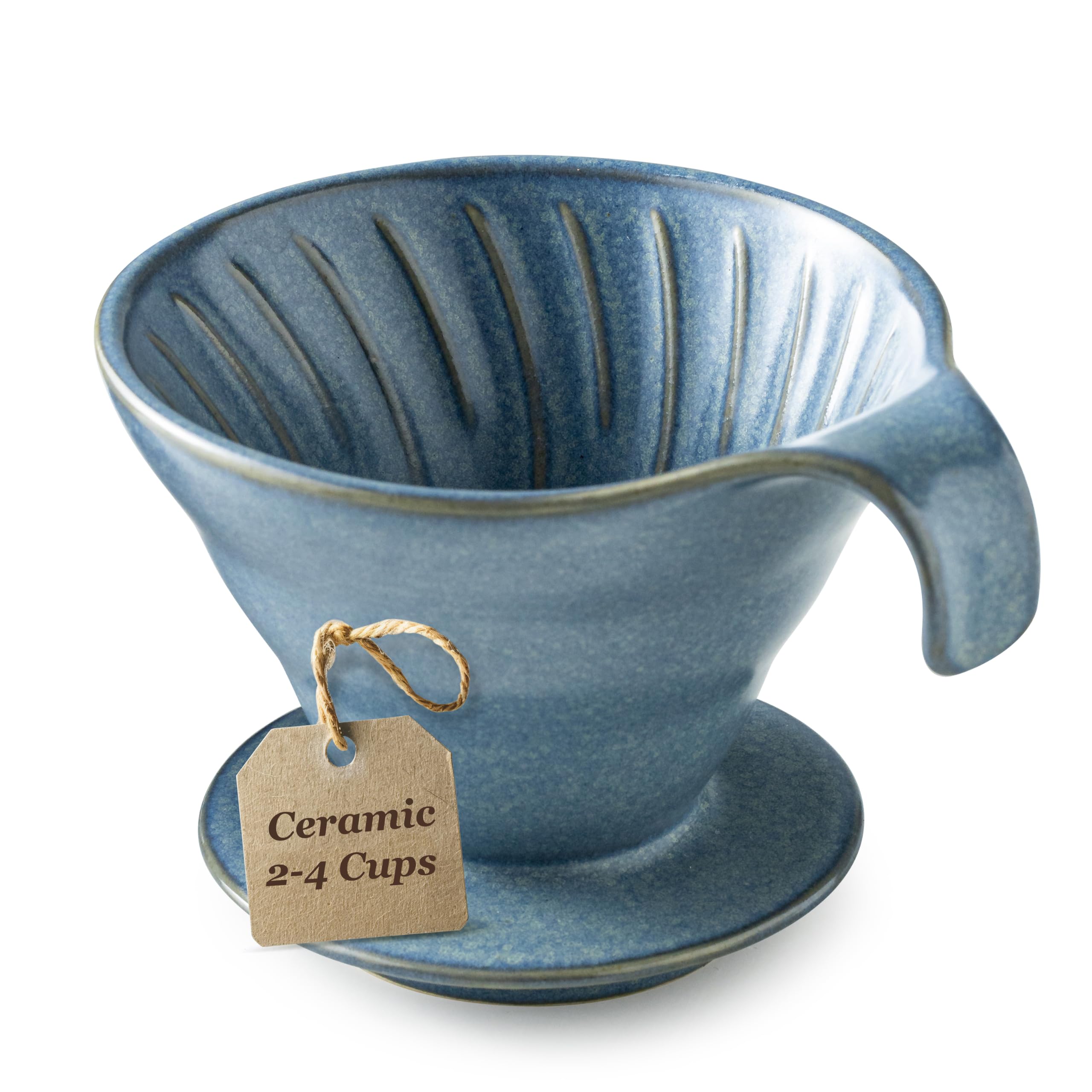 Gomakren Pour Over Coffee Dripper, Single-Hole Cone Brewer, Slate Blue | Premium Ceramic,…