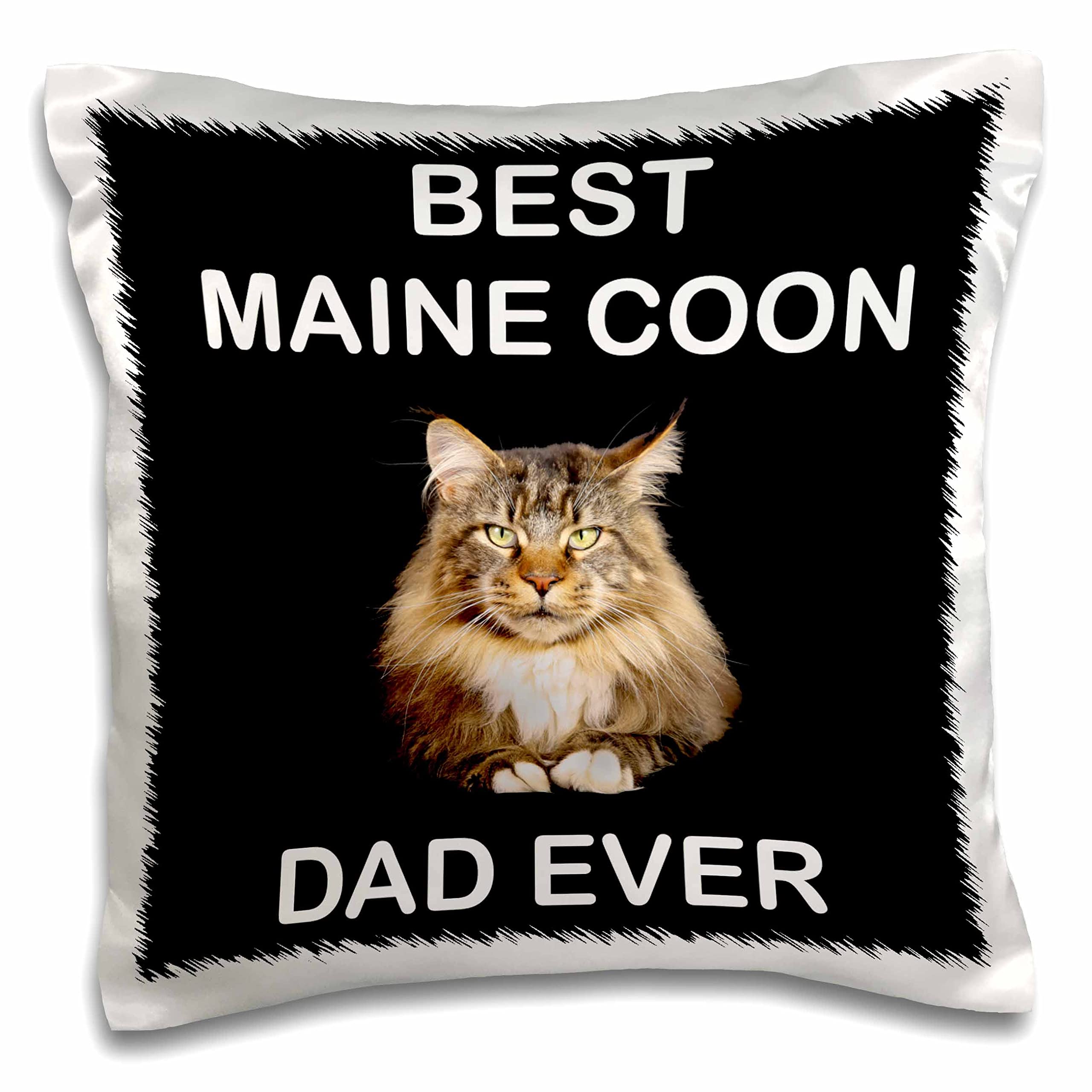 3dRose Sven Herkenrath Animal Cat with Best Maine Coon Dad Ever Gift (pc-294941-1) Pillow Case, White