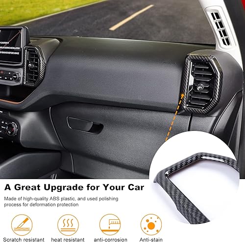 Miniatura 5 de Para Ford Bronco Sports 2021 2022 + cubierta decorativa de ventilación de aire acondicionado para Ford Bronco Sports 2021 + (4 piezas, ABS, fibra de