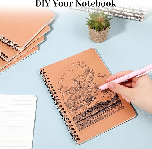 Miniatura 6 de SHENLIU 12 Pack A5 Spiral Lined Notebooks, 8.3x5.8 Inch 60 Sheets120 Pages Spiral Notebook with Kraft Paper Cover, Ruled Notebooks Bulk, Lined
