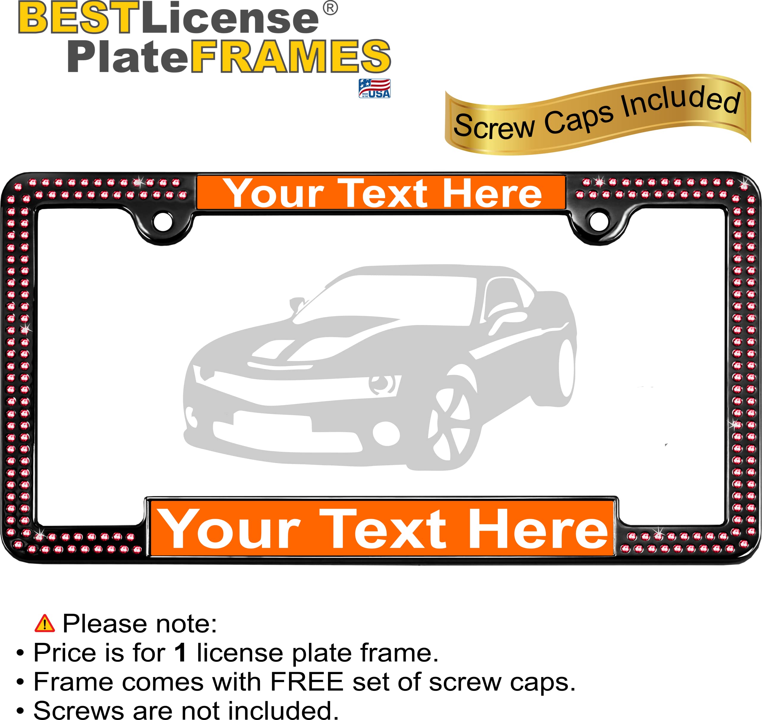 Crystals - Custom Personalized Black Metal Car License Plate Frame with Pink Cr - Picture 126 of 132