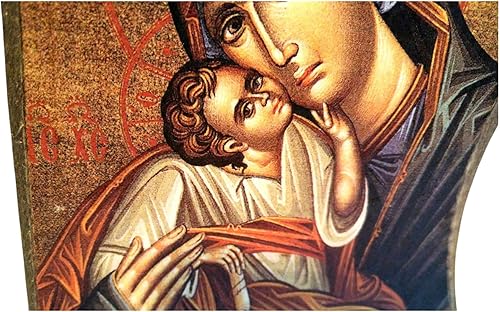 Miniatura 4 de Monte Athos ortodoxo griego de madera hecho a mano icono de la Virgen María y Jesucristo  MP4