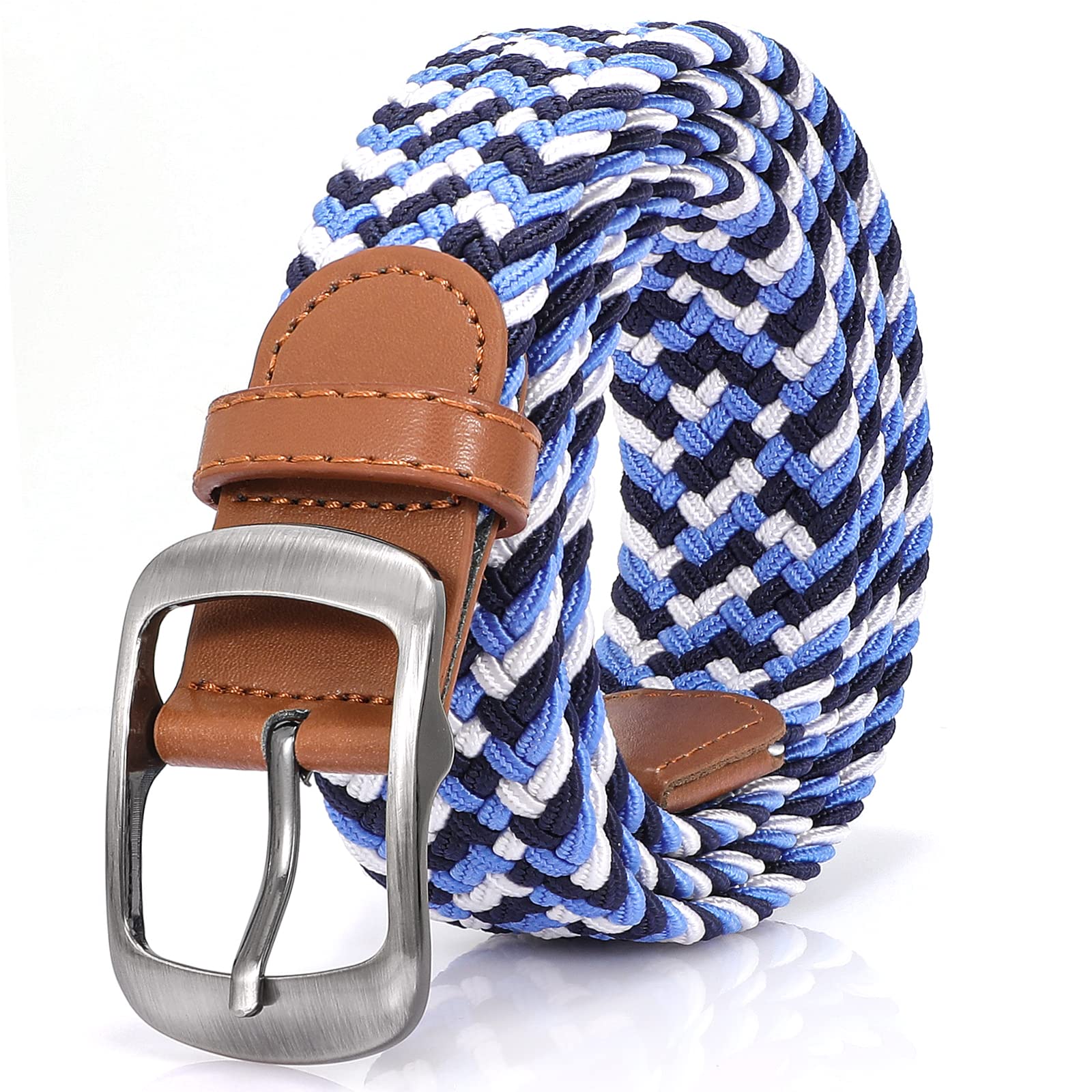 XZQTIVE Braided Belt Stretch Belt for Men and Women Multicolored Woven Golf Belt Elastic Jean Belts