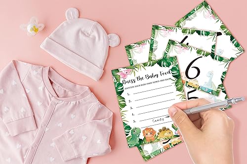 Miniatura 3 de Juego de baby shower, juegos de fiesta de comida de Guess The Baby (1 letrero de pie + 20 tarjetas de respuesta + 6 tarjetas de números), juegos de