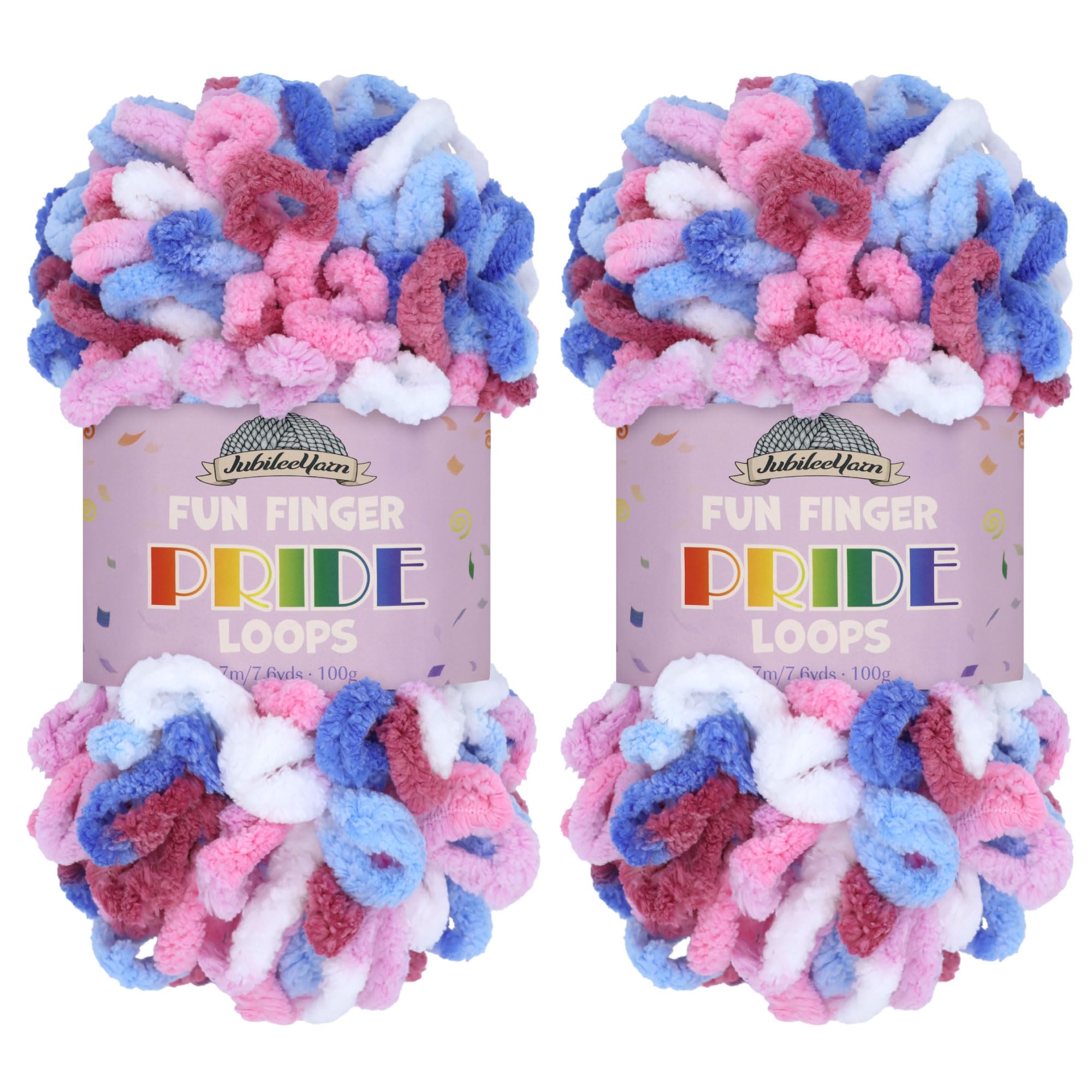 JubileeYarn Fun Finger Loops Yarn - Polyester Jumbo Weight Loop Yarn - 100g/Skein - Dellamonica - 2 Skeins — image 1