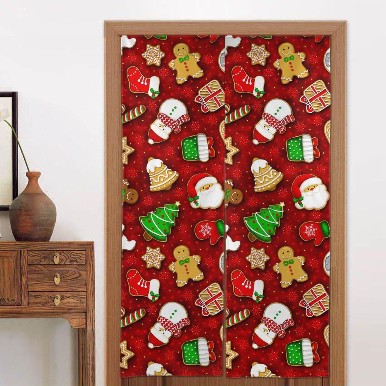 Rideau de porte imprimé Happy Christmas Noren japonais 86x142 cm