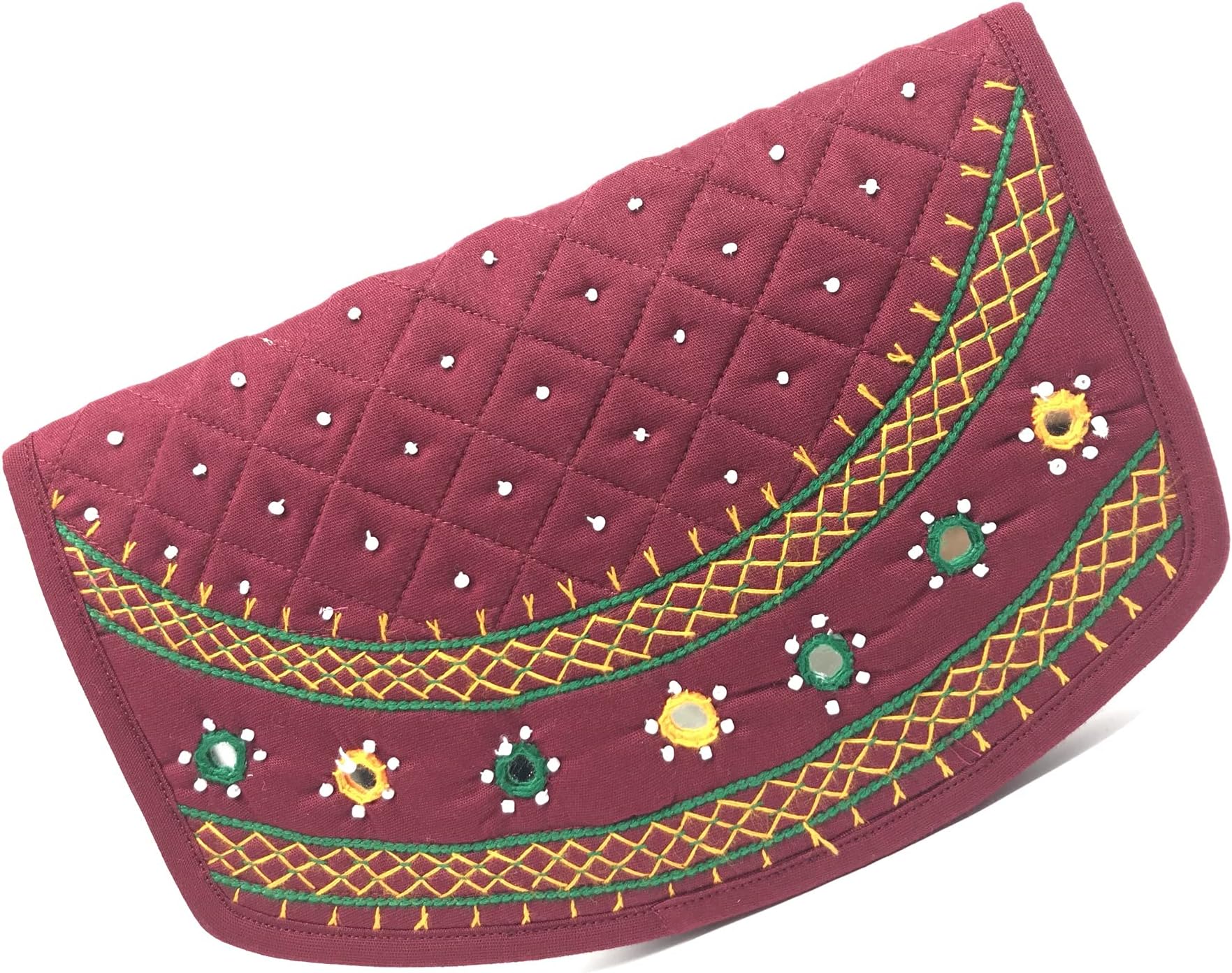 srishopify handicrafts Women Hand Purse Banjara Designer Clutch for Girls Cotton Handmade Ladies Wallet Embroidered Rakhi Gift For Sister (Medium 8.5 Inch Original Mirrors Beads and Thread Work)
