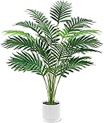 Der Rose 28'' Artificial Palm Tree Tall Fake Tropical Faux Trees Indoor and Outdoor for Home Bathroom Porch Outside Patio Decor (White Pot)