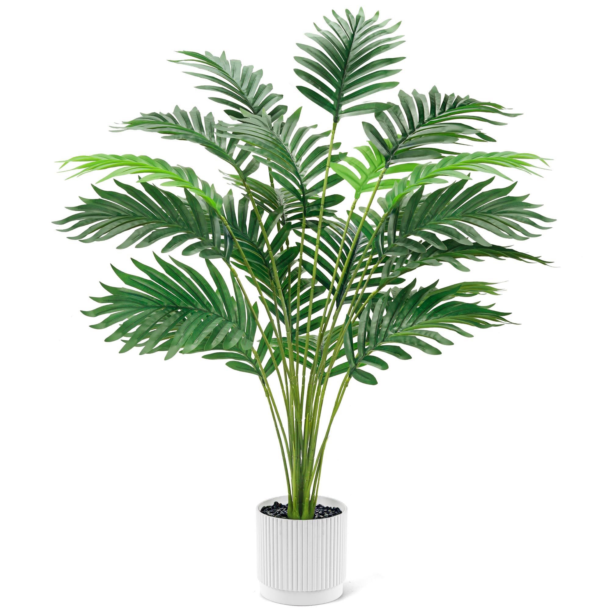 Der Rose 28'' Artificial Palm Tree Large Fake Tropical Faux Plants Indoor and Outdoor for Home Bathroom Porch Outside Patio Decor (White Pot)