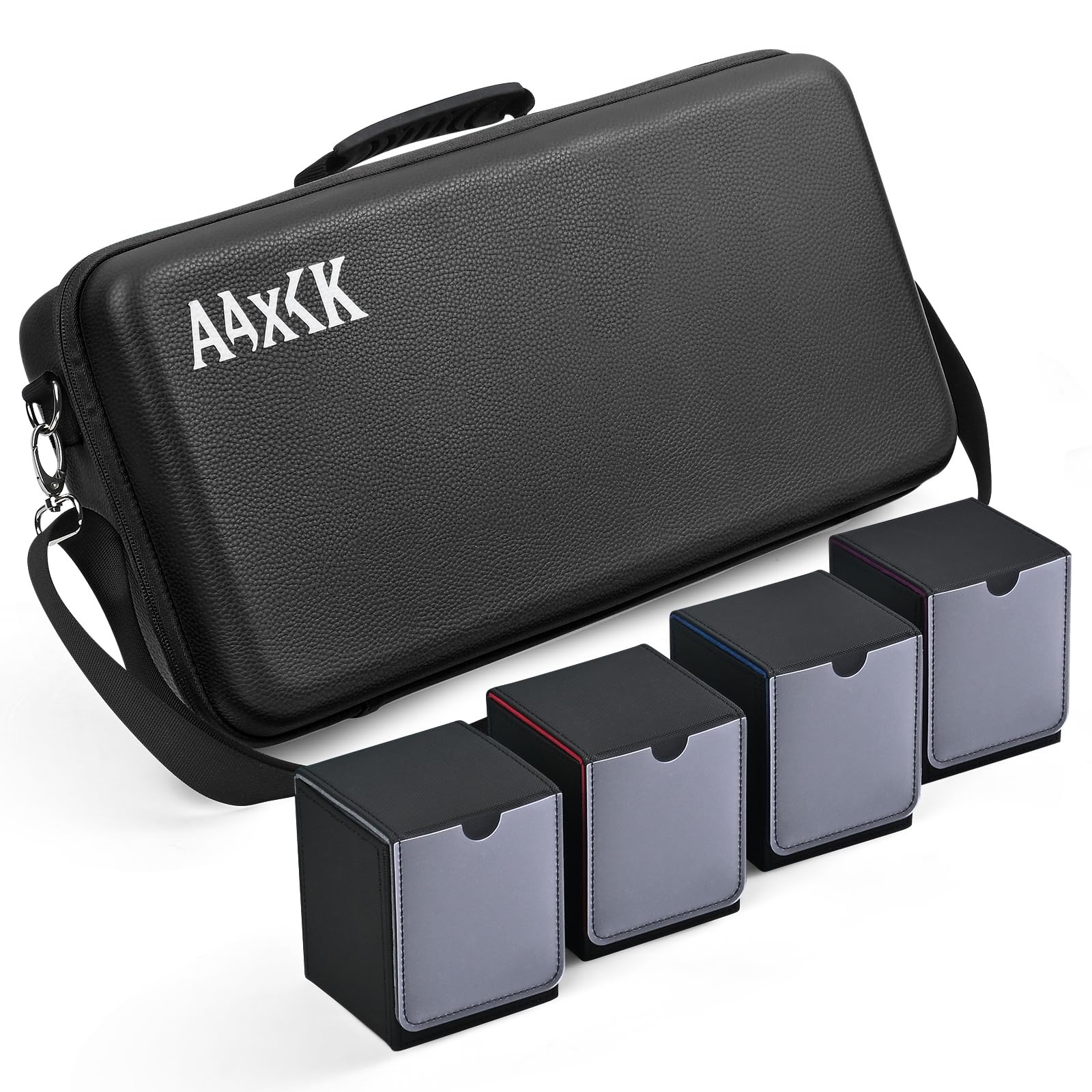Funda de transporte para tapete de juego y mazo, para TCG/MTG Gamemat con 4 cajas de cubierta, 3 compartimentos para tapete de juego, caja de cubierta y dados, con correa de hombro ajustable