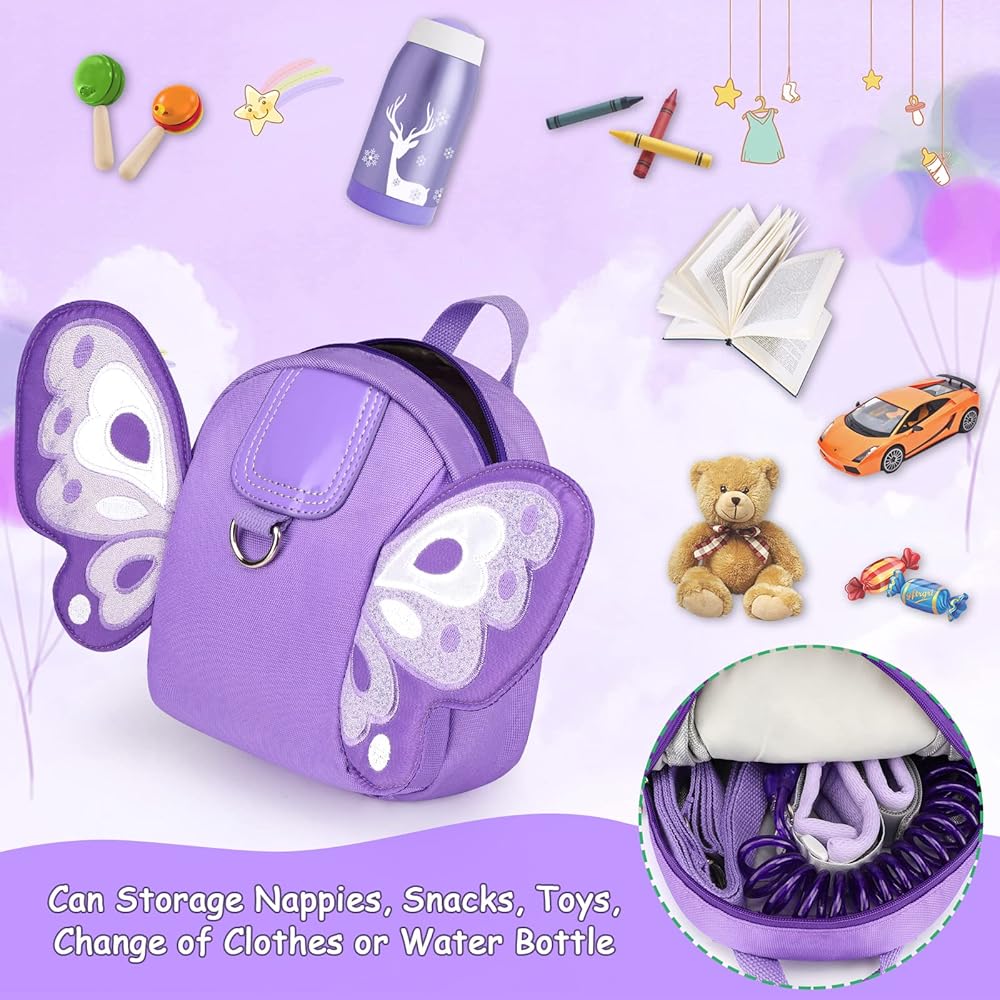 Accmor Toddler Butterfly Backpack Leash, Mini Cute Purple Kid