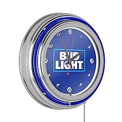 Neon Clock Retro Bud Light Blue Analog Wall Clock with Pull Chain for Kitchen, Garage, Game Room photo Neon Clock Retro Bud Light Blue Analog Wall Clock with Pull Chain for Kitchen, Garage, Game Room