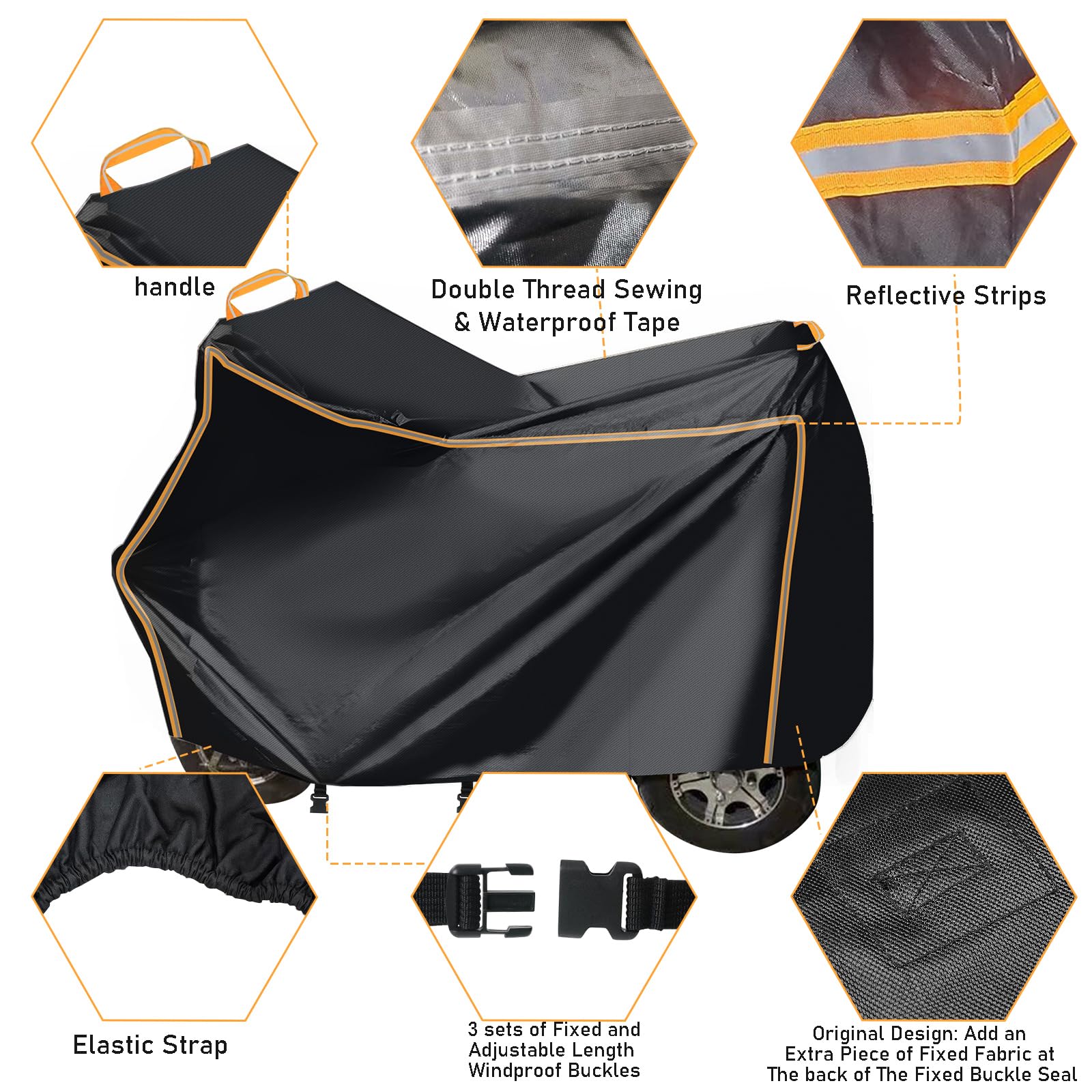 JOJOCY Housse robuste imperméable pour scooter de mobilité - Tissu Oxford 420D avec bandes réfléchissantes et boucles de fixation - Pour scooters à 3 et 4 roues (XL, 144 x 99 x 68 cm)