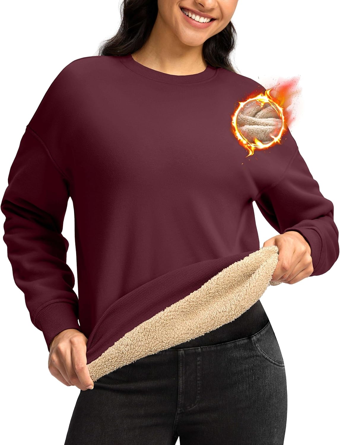 G Gradual Sherpa Sweatshirt for Women Fleece Sweatshirts Crewneck Pullover Warm Sweaters for Winter